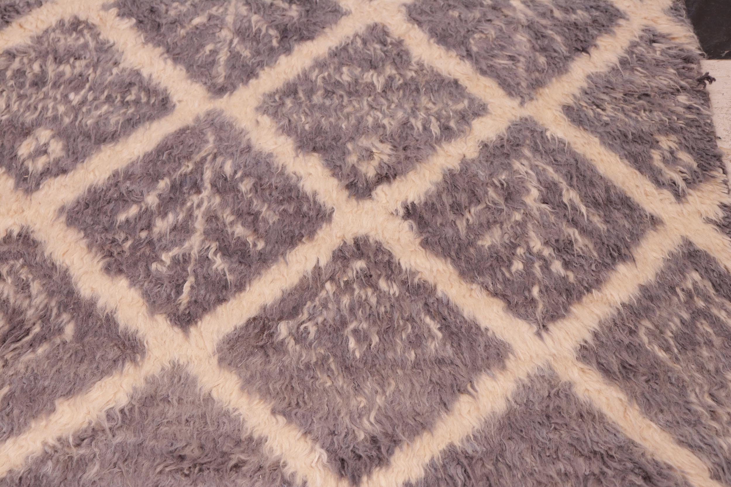handmade Geometric Moroccan Gray Beige Hand Knotted RECTANGLE 100% WOOL area rug 6' x 9'