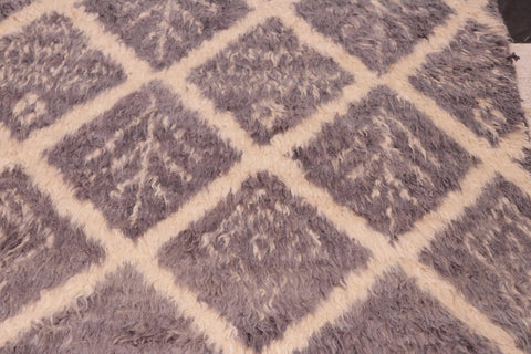 handmade Geometric Moroccan Gray Beige Hand Knotted RECTANGLE 100% WOOL area rug 6' x 9'