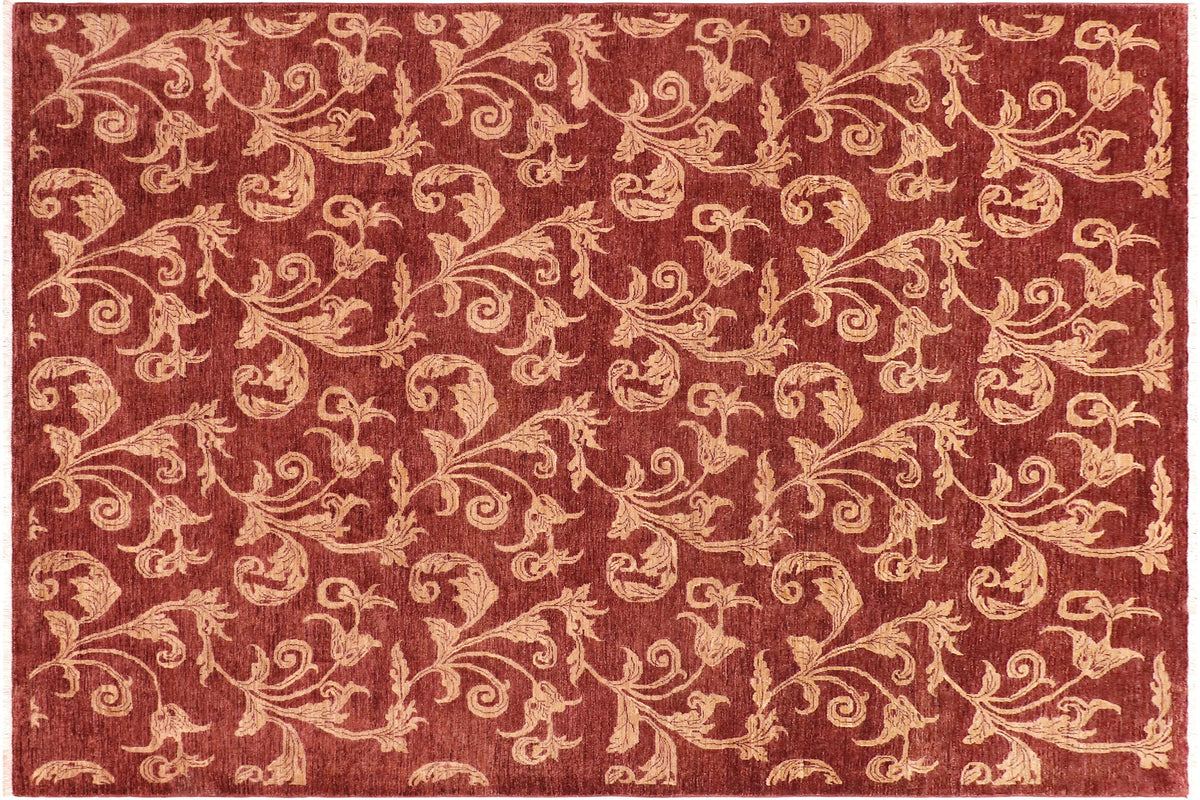 handmade Modern Kafkaz Red Tan Hand Knotted RECTANGLE 100% WOOL area rug 9' x 11'