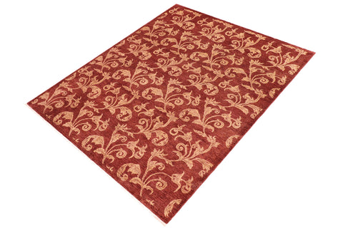 handmade Modern Kafkaz Red Tan Hand Knotted RECTANGLE 100% WOOL area rug 9' x 11'