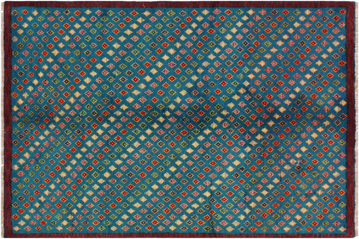 handmade Modern Balouchi Blue Red Hand Knotted RECTANGLE 100% WOOL area rug 5x6