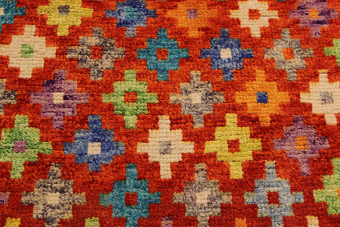 handmade Modern Balouchi Orange Green Hand Knotted RECTANGLE 100% WOOL area rug 5x7