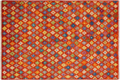 handmade Modern Balouchi Orange Green Hand Knotted RECTANGLE 100% WOOL area rug 5x7