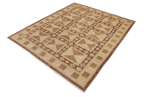 handmade Modern Kafkaz Brown Beige Hand Knotted RECTANGLE 100% WOOL area rug 9' x 11'
