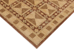 handmade Transitional Kafkaz Brown Beige Hand Knotted RECTANGLE 100% WOOL area rug 9X11