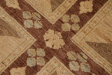 handmade Transitional Kafkaz Brown Beige Hand Knotted RECTANGLE 100% WOOL area rug 9 x 11