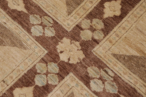 handmade Modern Kafkaz Brown Beige Hand Knotted RECTANGLE 100% WOOL area rug 9' x 11'