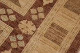 handmade Transitional Kafkaz Brown Beige Hand Knotted RECTANGLE 100% WOOL area rug 9 x 11