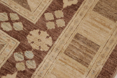 handmade Modern Kafkaz Brown Beige Hand Knotted RECTANGLE 100% WOOL area rug 9' x 11'