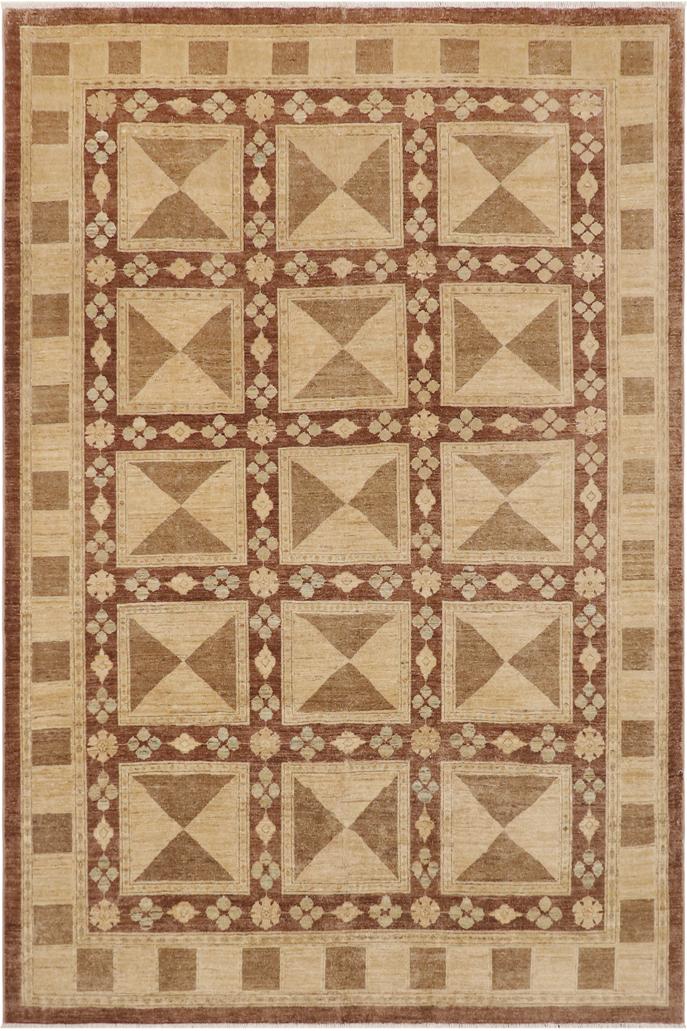 handmade Transitional Kafkaz Brown Beige Hand Knotted RECTANGLE 100% WOOL area rug 9X11