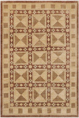 handmade Transitional Kafkaz Brown Beige Hand Knotted RECTANGLE 100% WOOL area rug 9X11