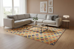 handmade Modern Balouchi Gold Blue Hand Knotted RECTANGLE 100% WOOL area rug 4x5