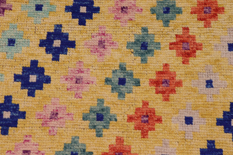 handmade Modern Balouchi Gold Blue Hand Knotted RECTANGLE 100% WOOL area rug 4x5