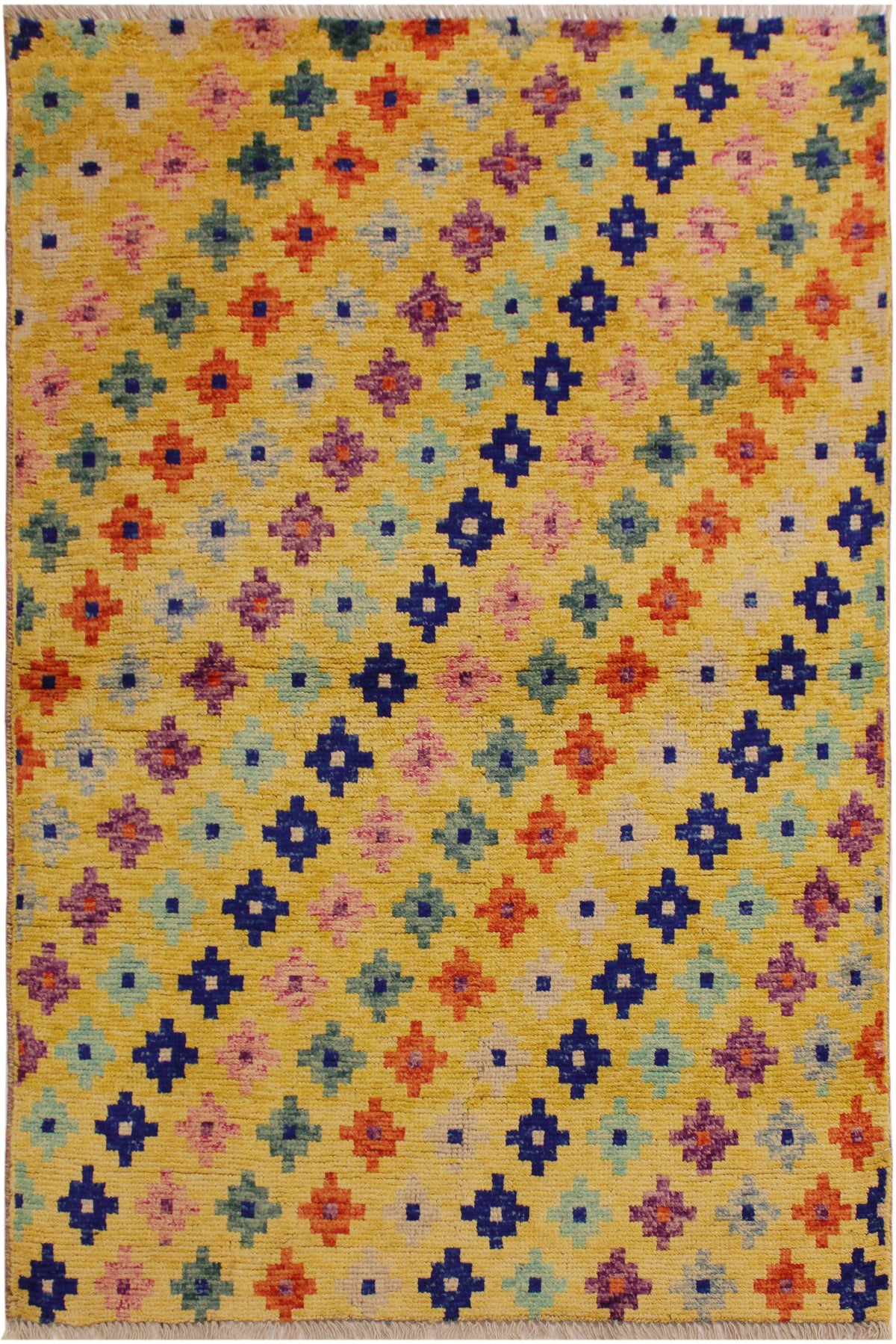 Modern Balochi Constanc Gold/Blue Wool Rug - 3'6''X4'10''