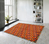 handmade Modern Balouchi Orange Brown Hand Knotted RECTANGLE 100% WOOL area rug 5x7