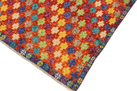 handmade Modern Balouchi Orange Blue Hand Knotted RECTANGLE 100% WOOL area rug 5x7