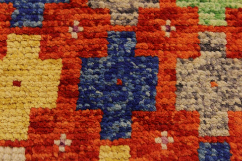 handmade Modern Balouchi Orange Blue Hand Knotted RECTANGLE 100% WOOL area rug 5x7