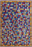 Contemporary Balochi Albertin Blue/Gold Wool Rug - 4'10'' x 6'8''