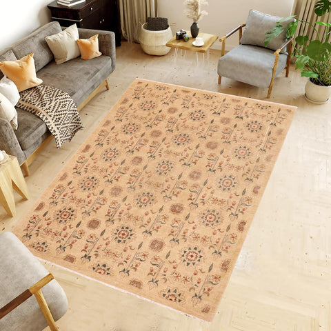 handmade Modern Kafkaz Tan Brown Hand Knotted RECTANGLE 100% WOOL area rug 9' x 12'