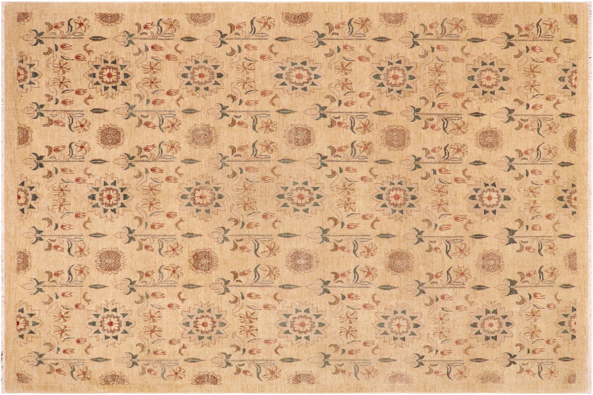 handmade Modern Kafkaz Tan Brown Hand Knotted RECTANGLE 100% WOOL area rug 9' x 12'