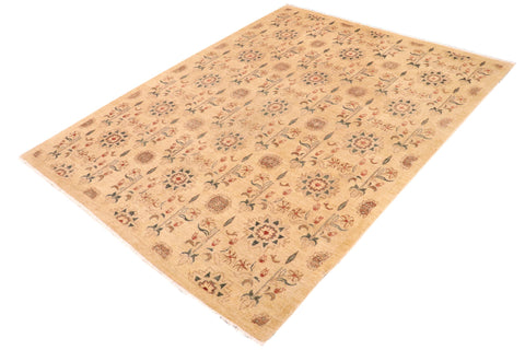 handmade Modern Kafkaz Tan Brown Hand Knotted RECTANGLE 100% WOOL area rug 9' x 12'