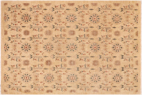 handmade Modern Kafkaz Tan Brown Hand Knotted RECTANGLE 100% WOOL area rug 9' x 12'