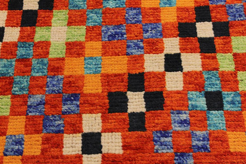 handmade Modern Balouchi Orange Black Hand Knotted RECTANGLE 100% WOOL area rug 5x7