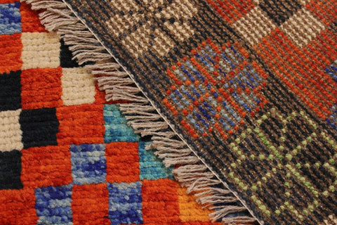 handmade Modern Balouchi Orange Black Hand Knotted RECTANGLE 100% WOOL area rug 5x7