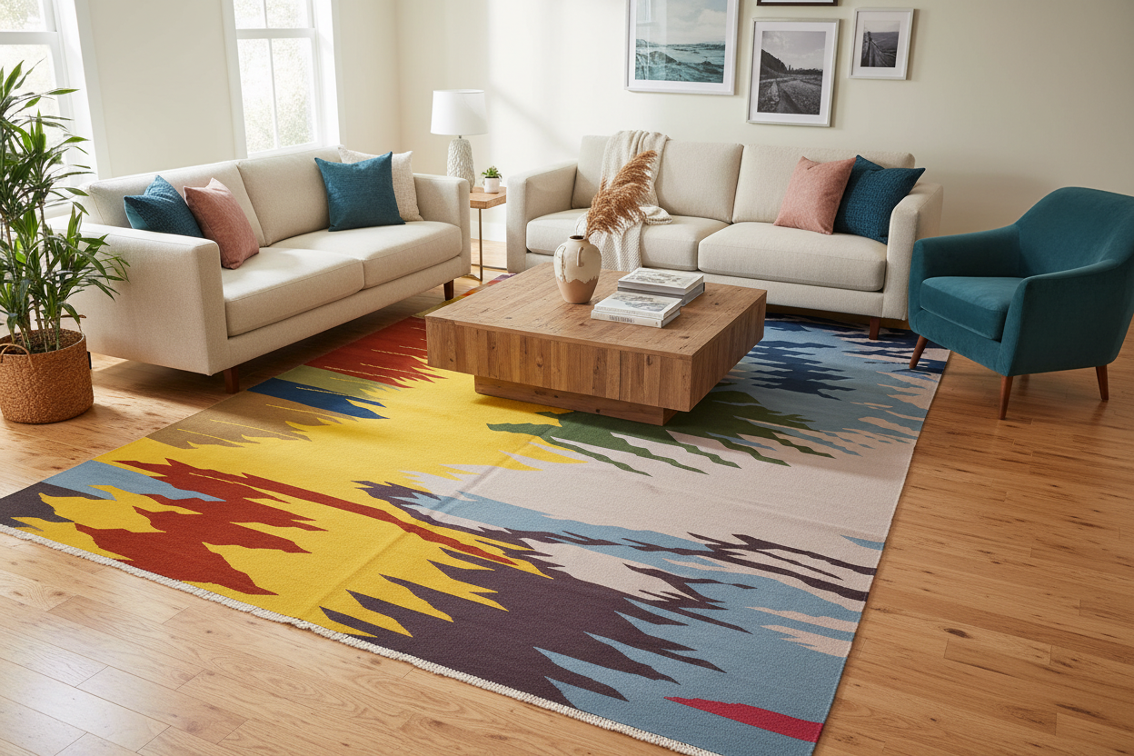 handmade Modern Kilim Grey Blue Hand-Woven RECTANGLE 100% WOOL area rug 8x10