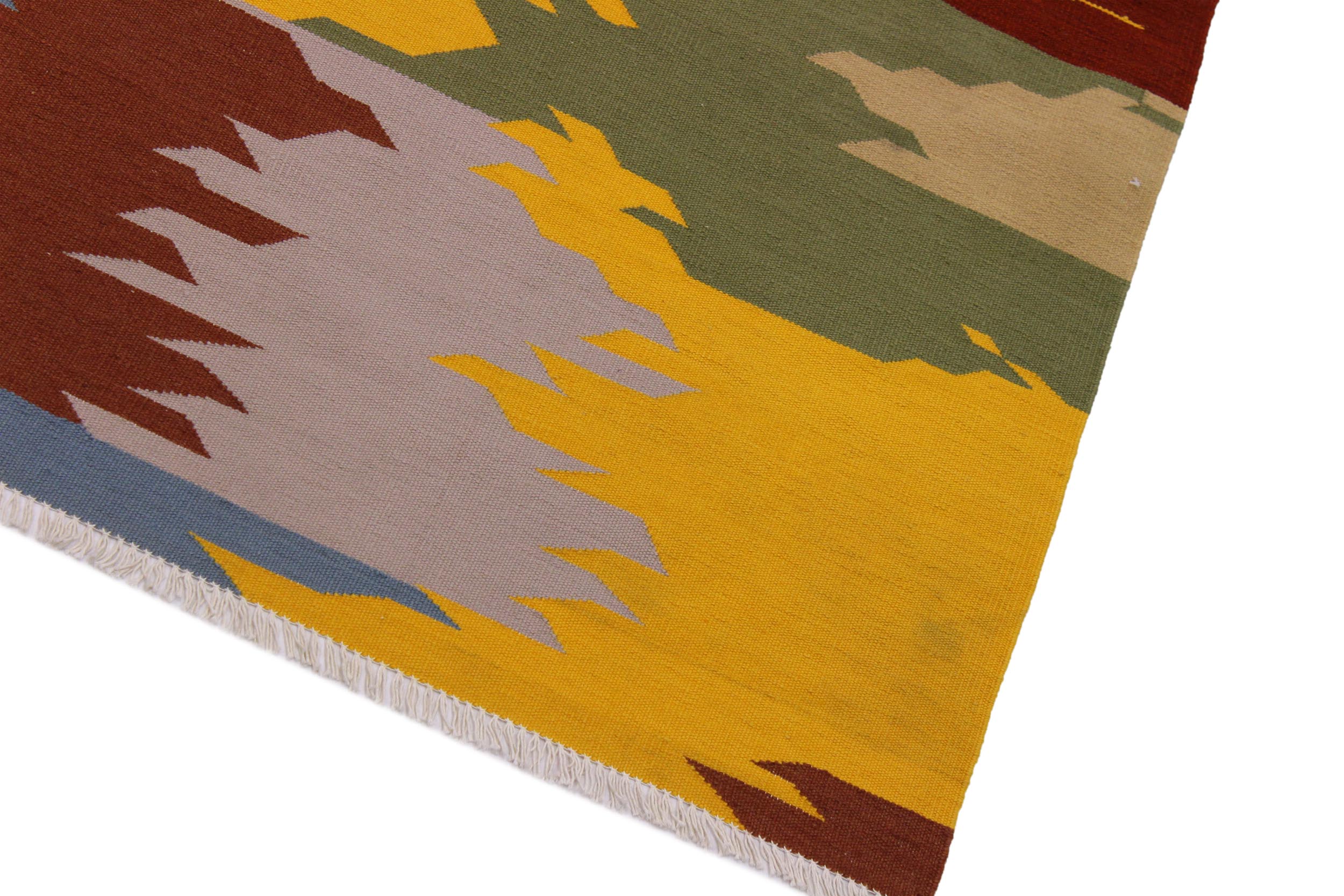 handmade Modern Kilim Grey Blue Hand-Woven RECTANGLE 100% WOOL area rug 8x10