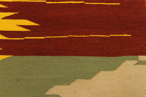 handmade Modern Kilim Grey Blue Hand-Woven RECTANGLE 100% WOOL area rug 8x10