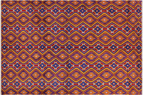 handmade Modern Balouchi Purple Blue Hand Knotted RECTANGLE 100% WOOL area rug 5x7