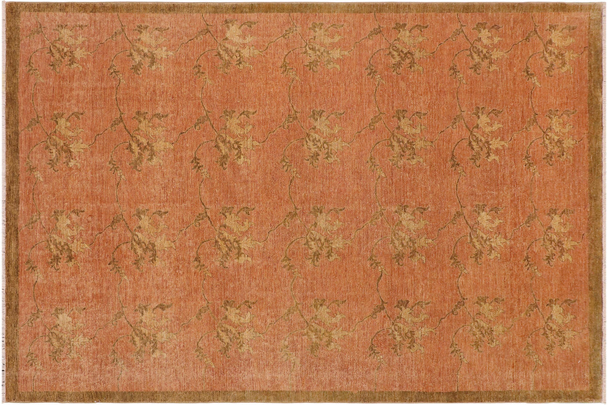 handmade Modern Kafkaz Rust Brown Hand Knotted RECTANGLE 100% WOOL area rug 9' x 12'