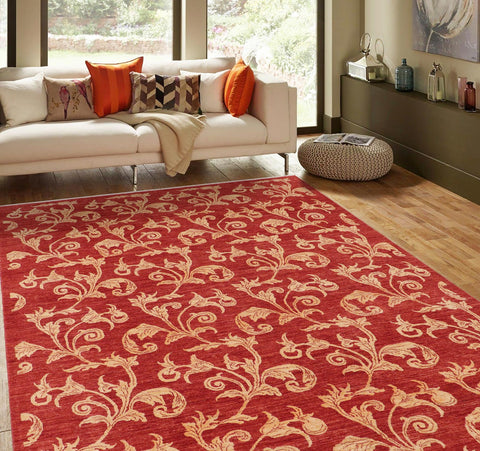 handmade Modern Design Rust Tan Hand Knotted RECTANGLE 100% WOOL area rug 9' x 12'