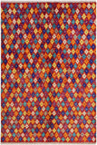 Contemporary Balochi Alfonso Red/Orange Wool Rug - 5'1'' x 6'7''