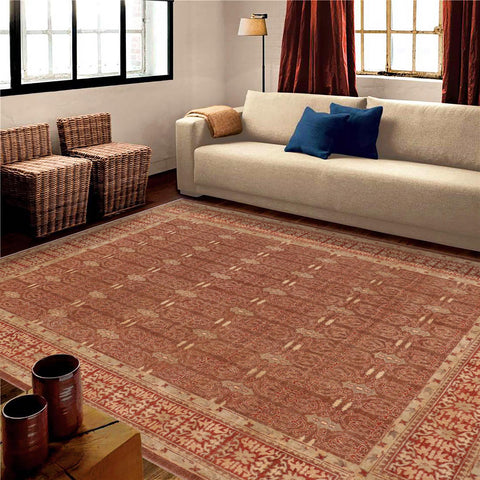handmade Transitional Kafkaz Brown Rust Hand Knotted RECTANGLE 100% WOOL area rug 9' x 12'