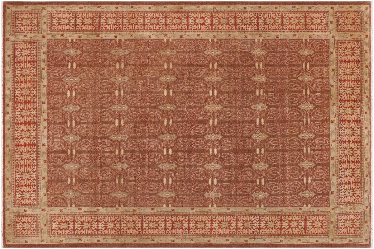 handmade Transitional Kafkaz Brown Rust Hand Knotted RECTANGLE 100% WOOL area rug 9' x 12'