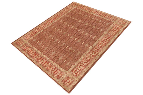 handmade Transitional Kafkaz Brown Rust Hand Knotted RECTANGLE 100% WOOL area rug 9' x 12'
