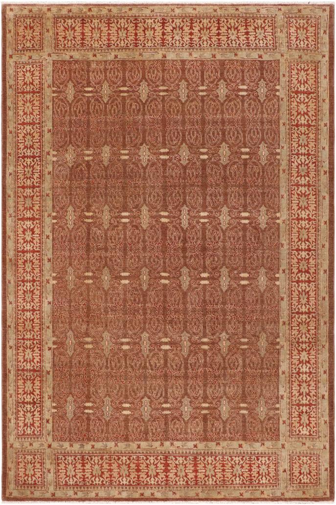 handmade Transitional Kafkaz Brown Rust Hand Knotted RECTANGLE 100% WOOL area rug 9X12
