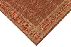 handmade Transitional Kafkaz Brown Rust Hand Knotted RECTANGLE 100% WOOL area rug 9X12