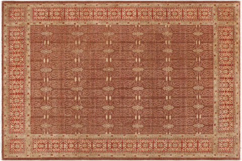 handmade Transitional Kafkaz Brown Rust Hand Knotted RECTANGLE 100% WOOL area rug 9' x 12'