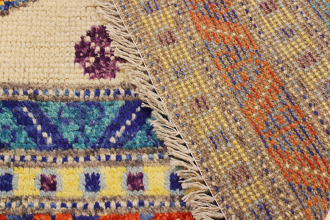 handmade Geometric Balouchi Beige Orange Hand Knotted RECTANGLE 100% WOOL area rug 6x8