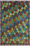 Boho Chic Balochi Alia Green/Blue Wool Rug - 4'10'' x 6'6''