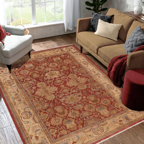 handmade Traditional Kafkaz Rust Beige Hand Knotted RECTANGLE 100% WOOL area rug 9x11