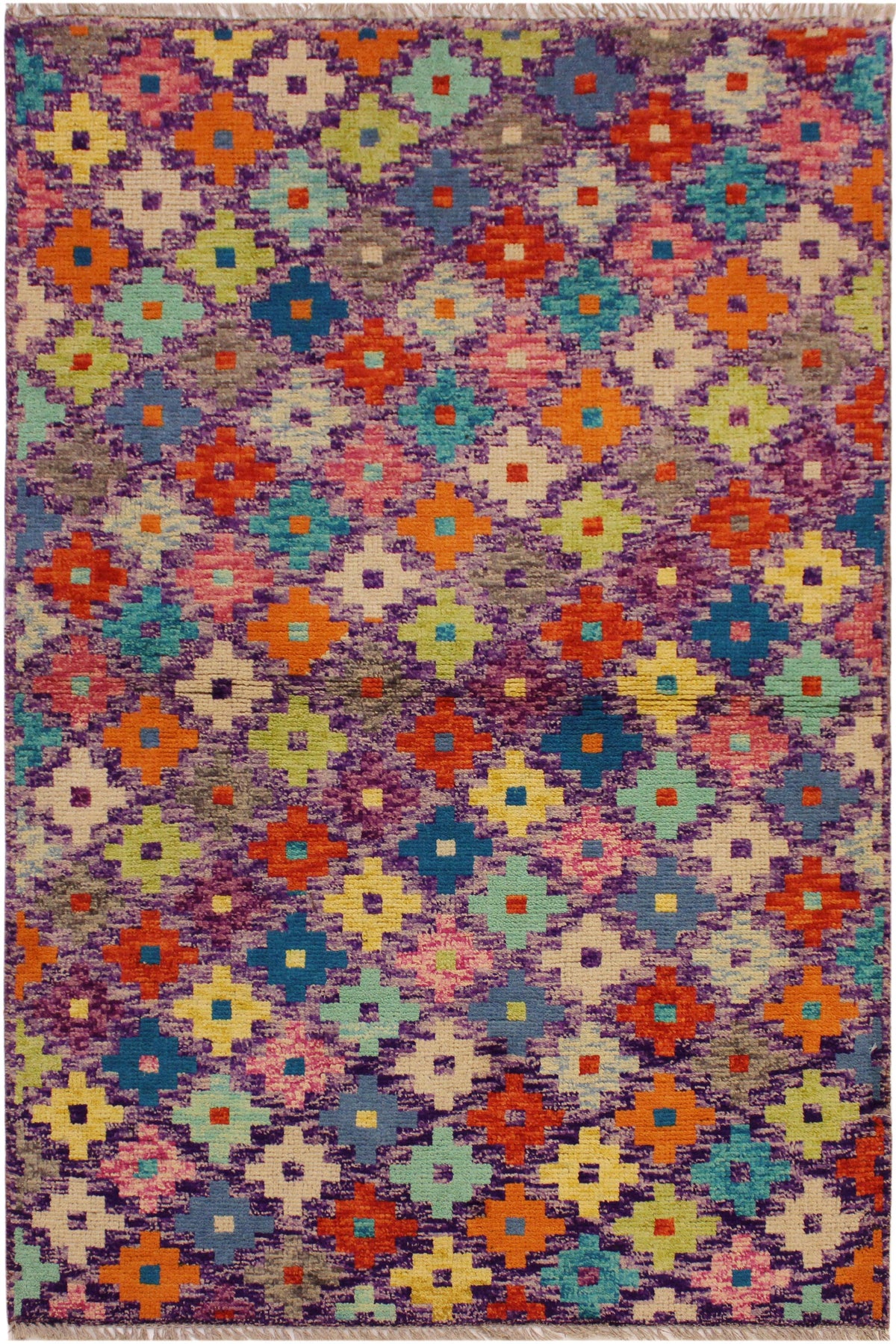 Shabby Chic Balochi Alison Purple/Rust Wool Rug - 3'3''X5'0''