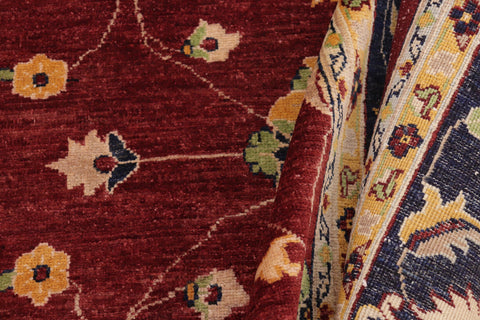 handmade Traditional Kafkaz Red Blue Hand Knotted RECTANGLE 100% WOOL area rug 9x12