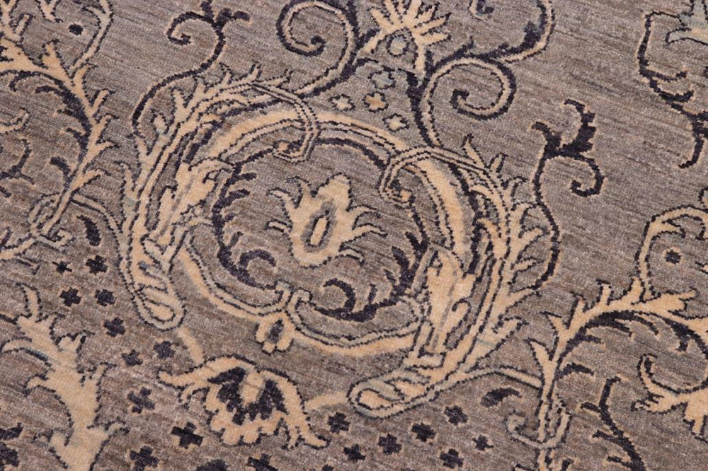 handmade Transitional Kafkaz Gray Ivory Hand Knotted RECTANGLE 100% WOOL area rug 6X9