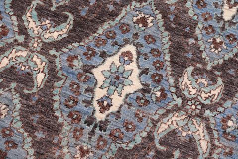 handmade Modern Kafkaz Drk. Gray Blue Hand Knotted RECTANGLE 100% WOOL area rug 6' x 9'