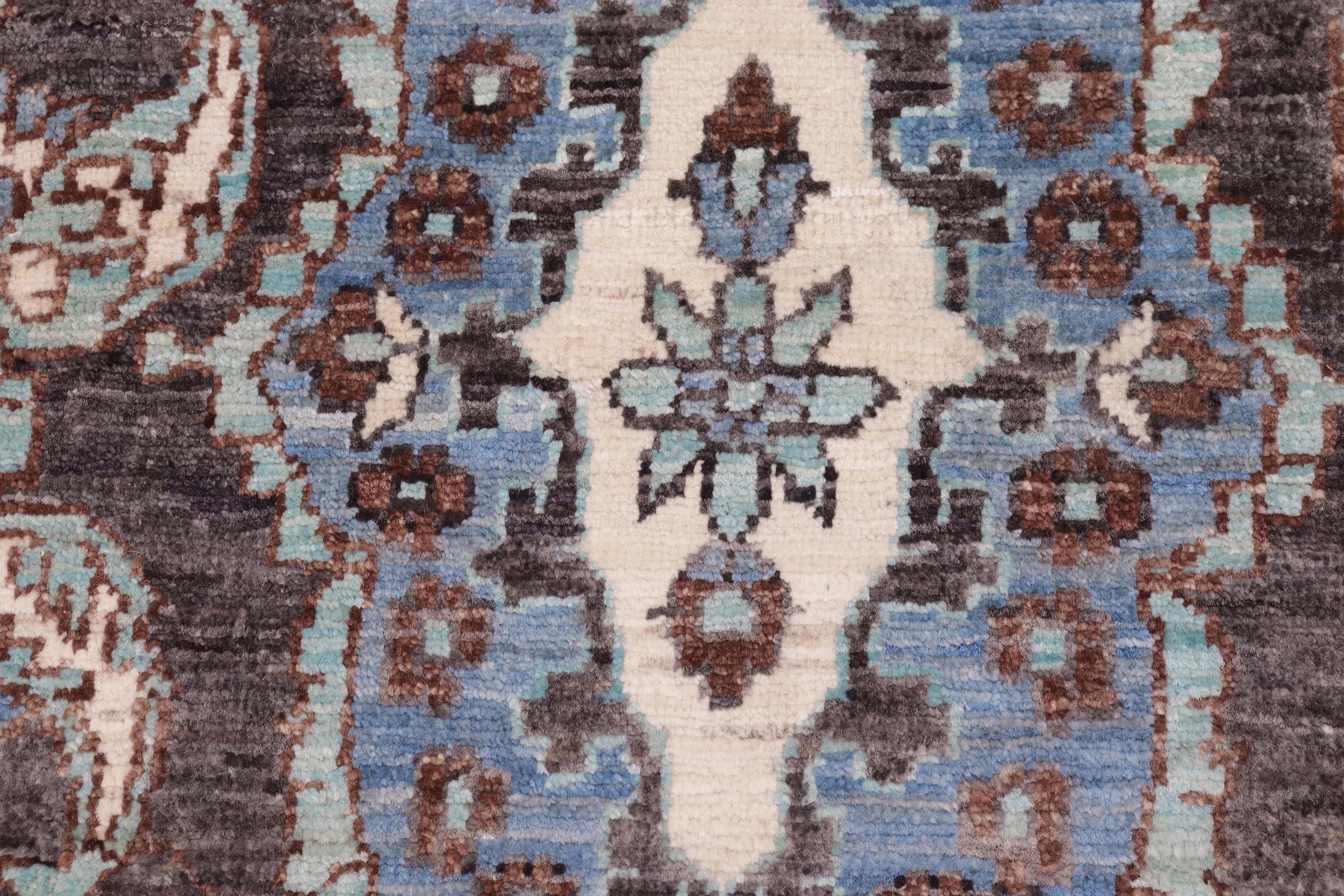 handmade Modern Kafkaz Drk. Gray Blue Hand Knotted RECTANGLE 100% WOOL area rug 6' x 9'