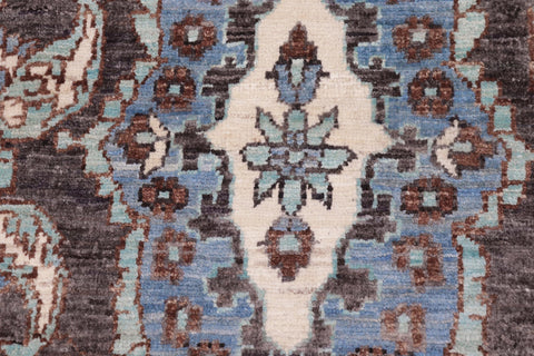 handmade Modern Kafkaz Drk. Gray Blue Hand Knotted RECTANGLE 100% WOOL area rug 6' x 9'